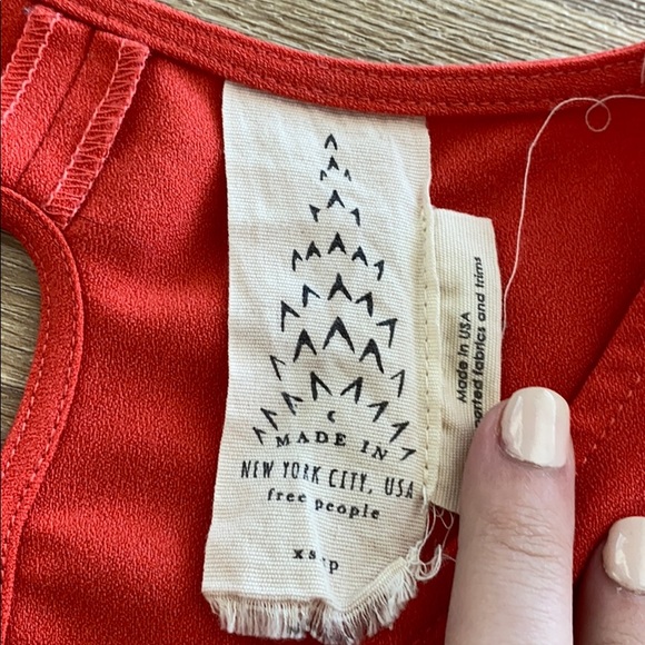 Free people red orange lace up back tank top - Picture 7 of 8